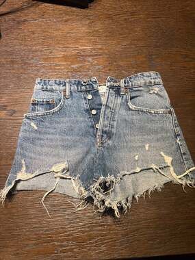 Zara High-Waisted Distressed Denim Shorts with Raw Hem